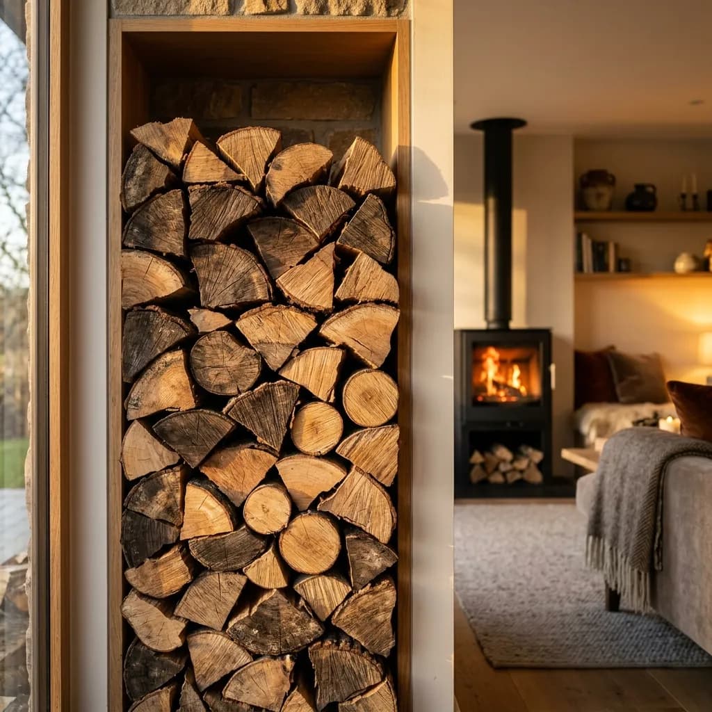 Tas de bois de chauffage en vrac